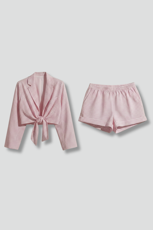 Vivienne | Gingham Top and Shorts Set with Elastic Waist