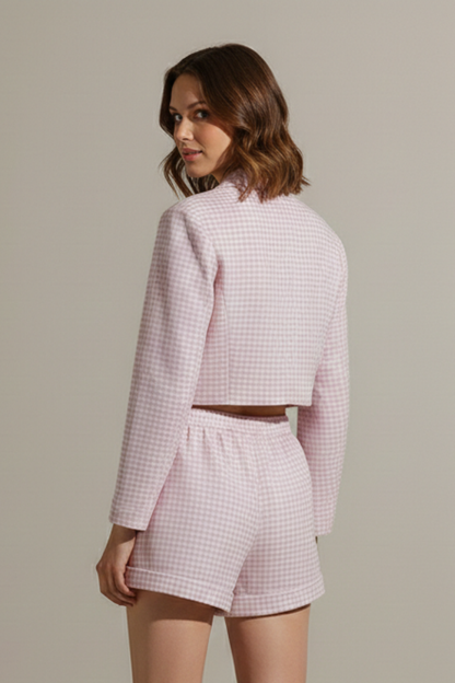 Vivienne | Gingham Top and Shorts Set with Elastic Waist