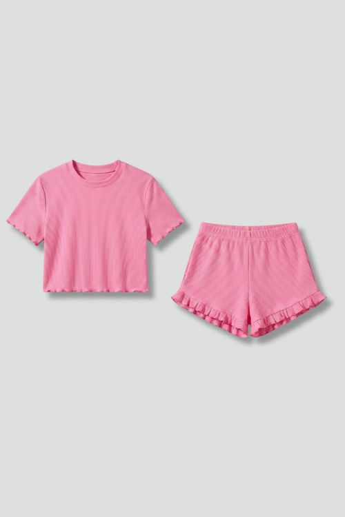 Lila | Chic Ruffle Hem Top and Shorts Set