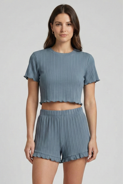 Lila | Chic Ruffle Hem Top and Shorts Set