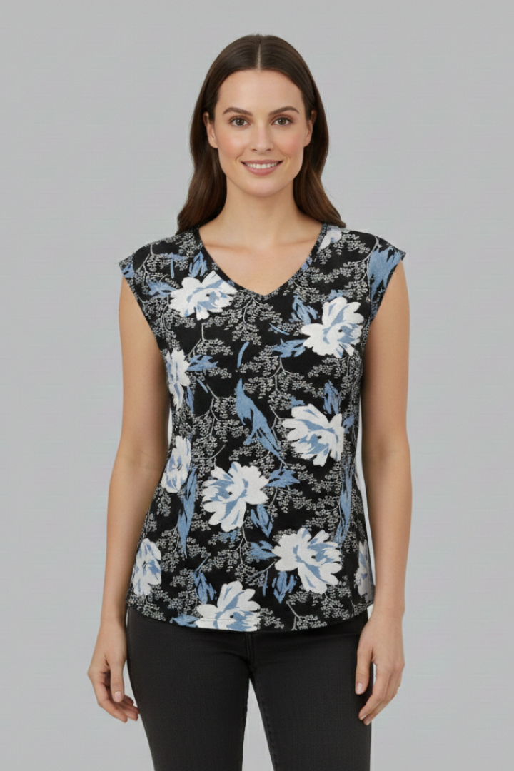 Lila | V-Neck Cap Sleeve Top