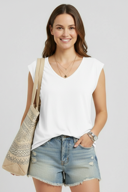 Lila | V-Neck Cap Sleeve Top