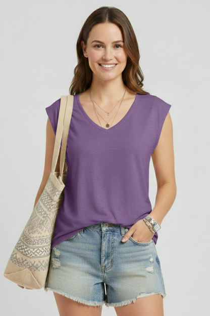 Lila | V-Neck Cap Sleeve Top