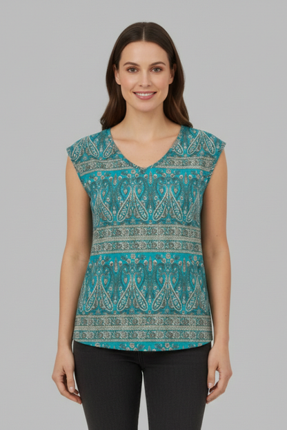Lila | V-Neck Cap Sleeve Top