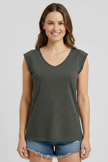 Lila | V-Neck Cap Sleeve Top