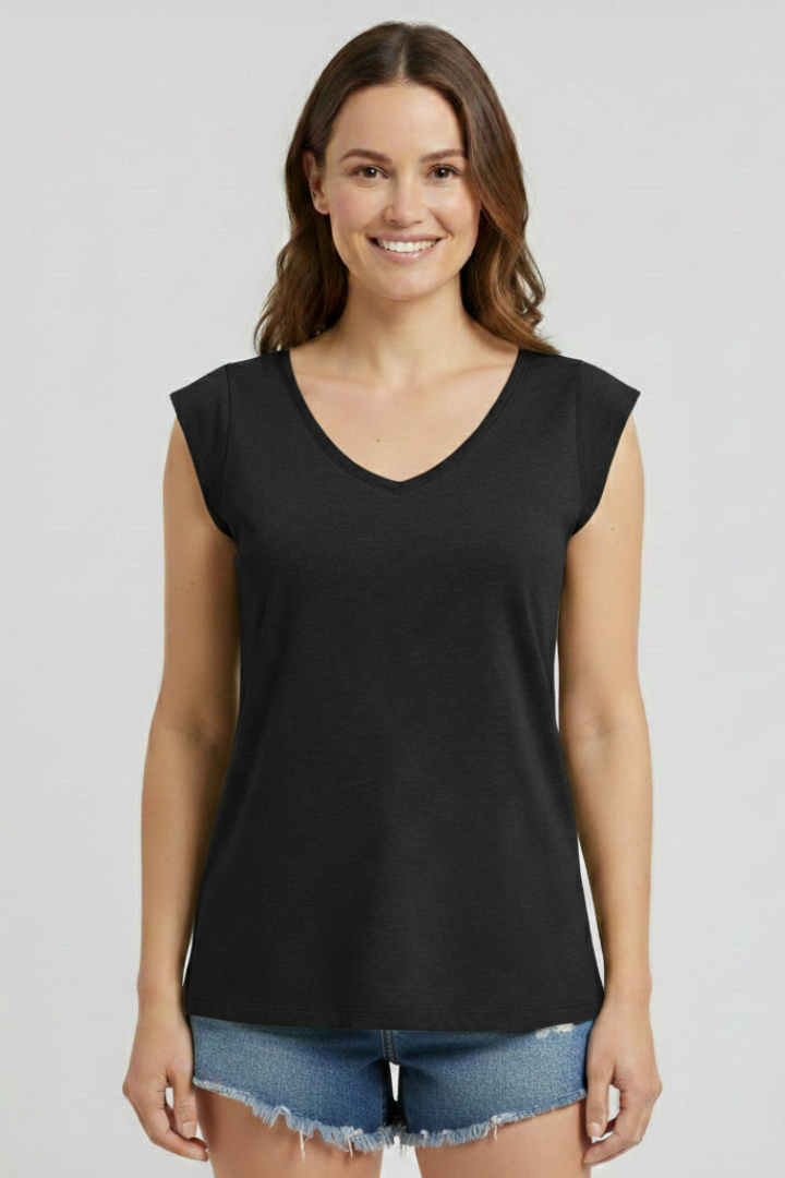 Lila | V-Neck Cap Sleeve Top