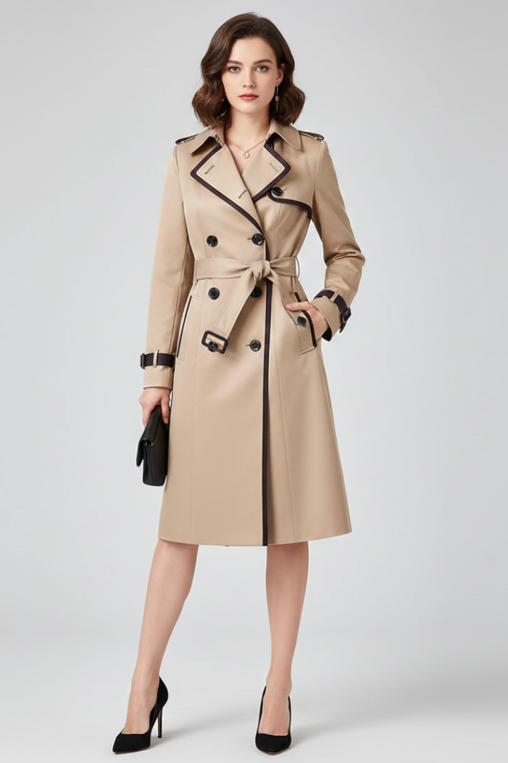 Isla | Textured Trench Coat with Belt