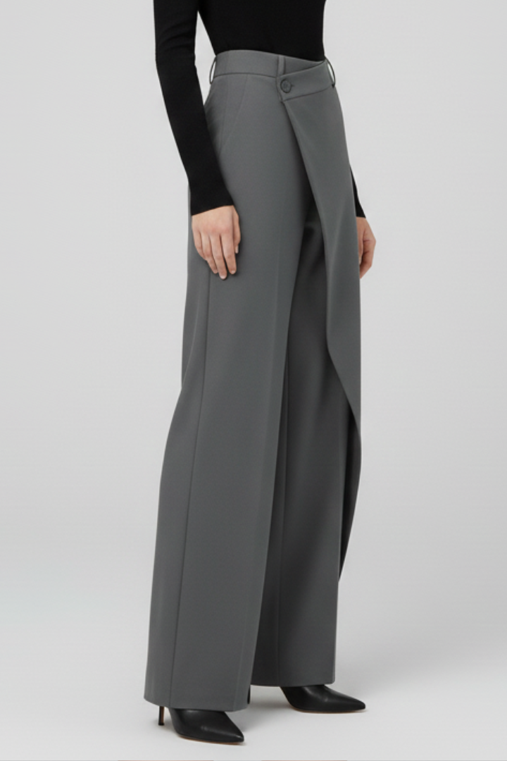 Lila | Asymmetric Front Straight-Leg Trousers
