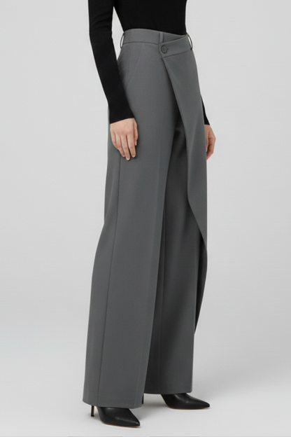 Lila | Asymmetric Front Straight-Leg Trousers