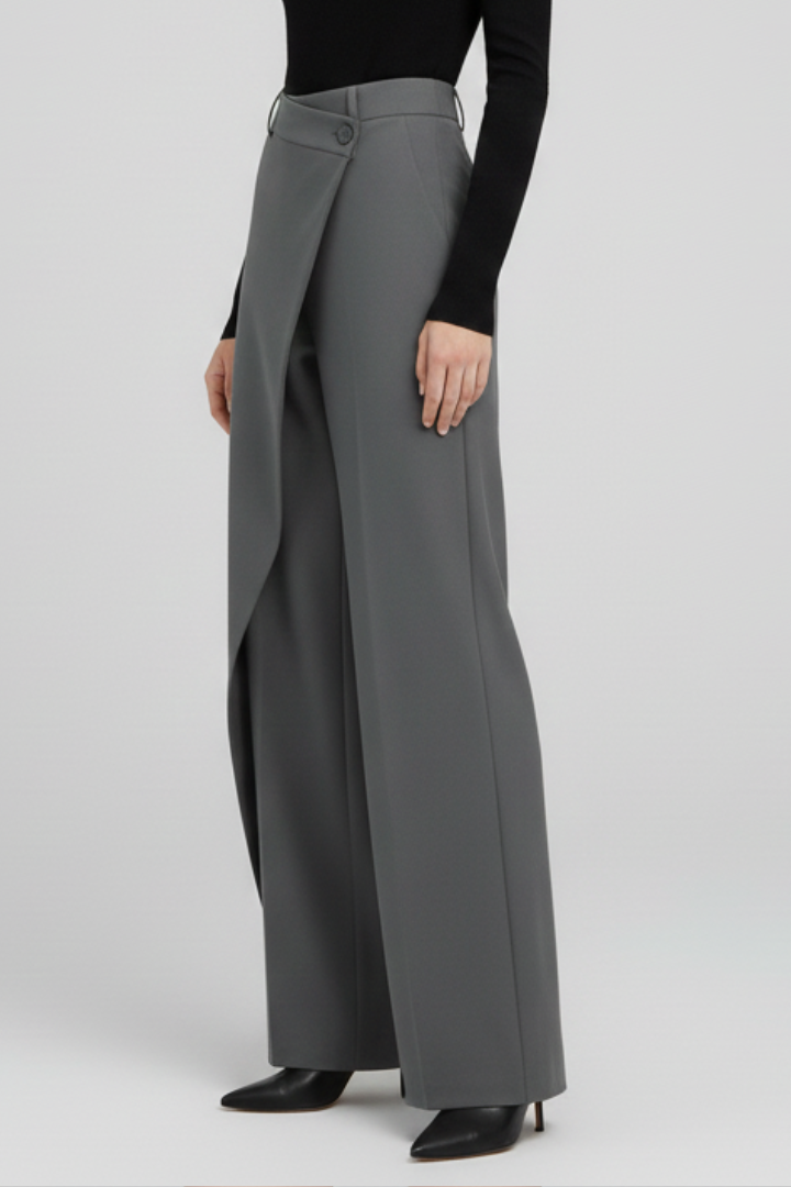 Lila | Asymmetric Front Straight-Leg Trousers