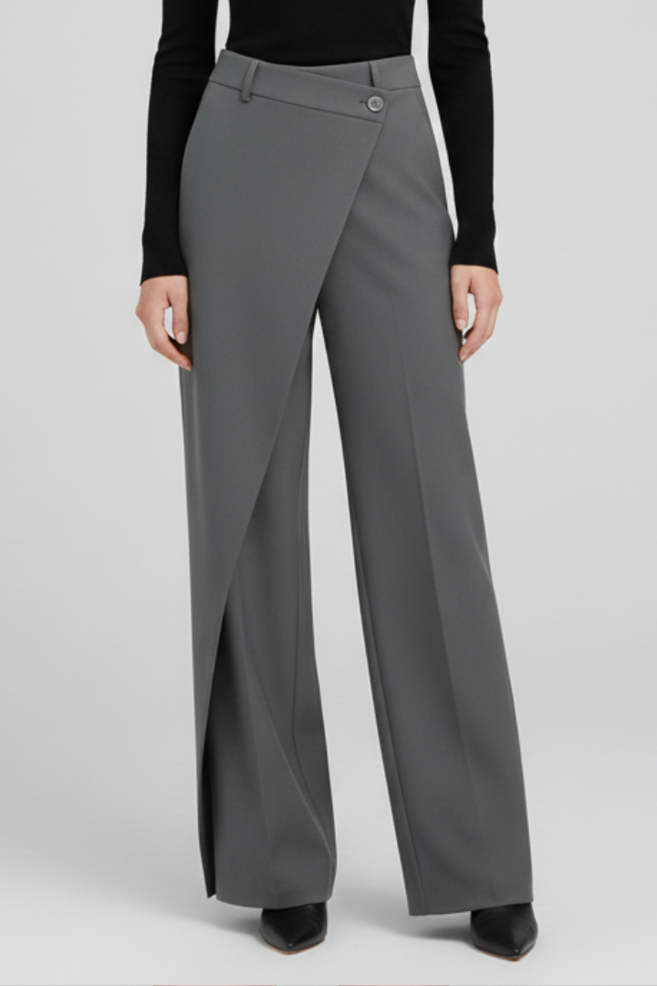 Lila | Asymmetric Front Straight-Leg Trousers