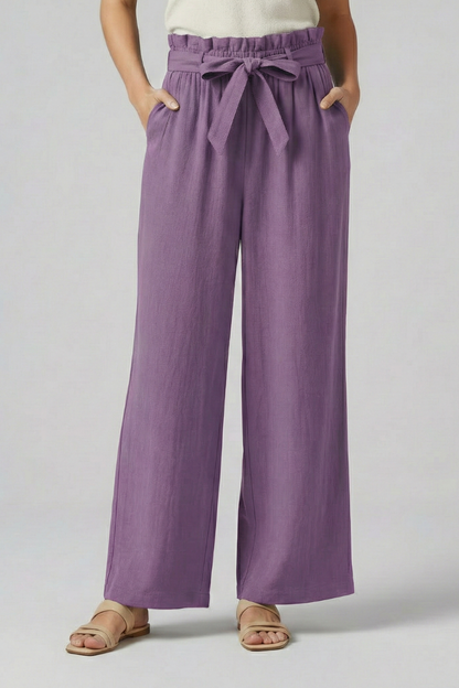 Lila | Luxe Elastic Waist Trousers with Tie Belt