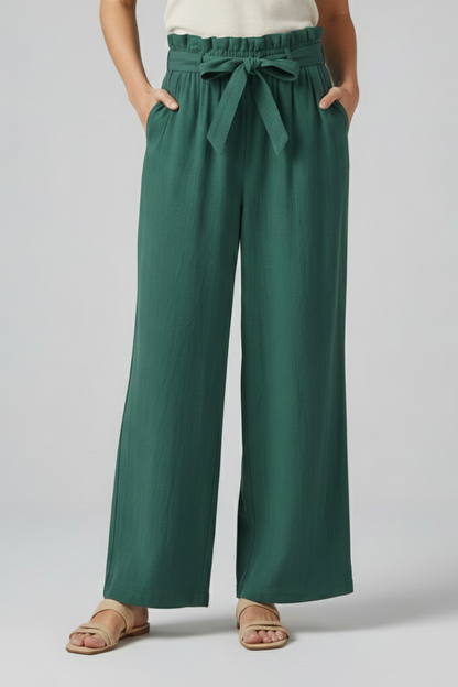 Lila | Luxe Elastic Waist Trousers with Tie Belt