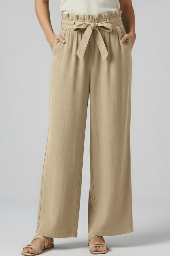 Lila | Luxe Elastic Waist Trousers with Tie Belt