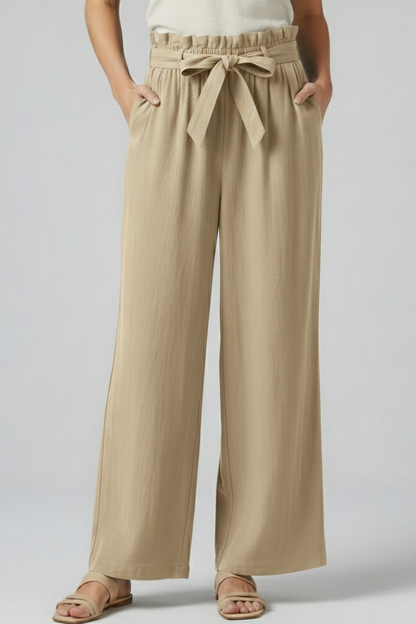 Lila | Luxe Elastic Waist Trousers with Tie Belt