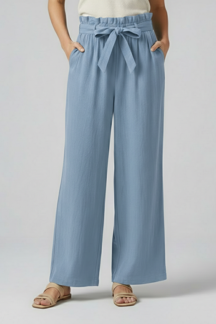 Lila | Luxe Elastic Waist Trousers with Tie Belt