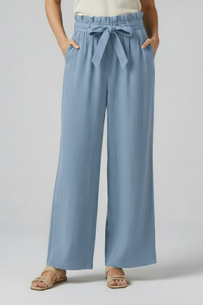Lila | Luxe Elastic Waist Trousers with Tie Belt