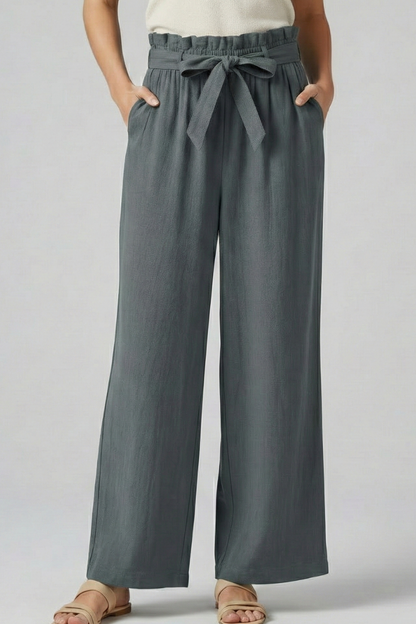 Lila | Luxe Elastic Waist Trousers with Tie Belt