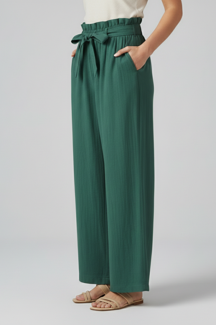 Lila | Luxe Elastic Waist Trousers with Tie Belt