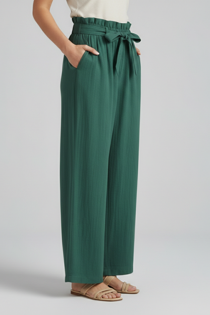 Lila | Luxe Elastic Waist Trousers with Tie Belt