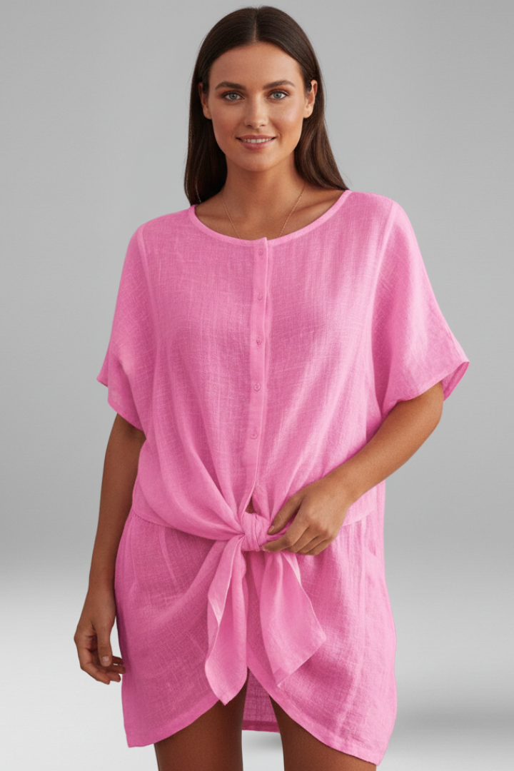 Lila | V-Neck Short Sleeve Tunic Dress