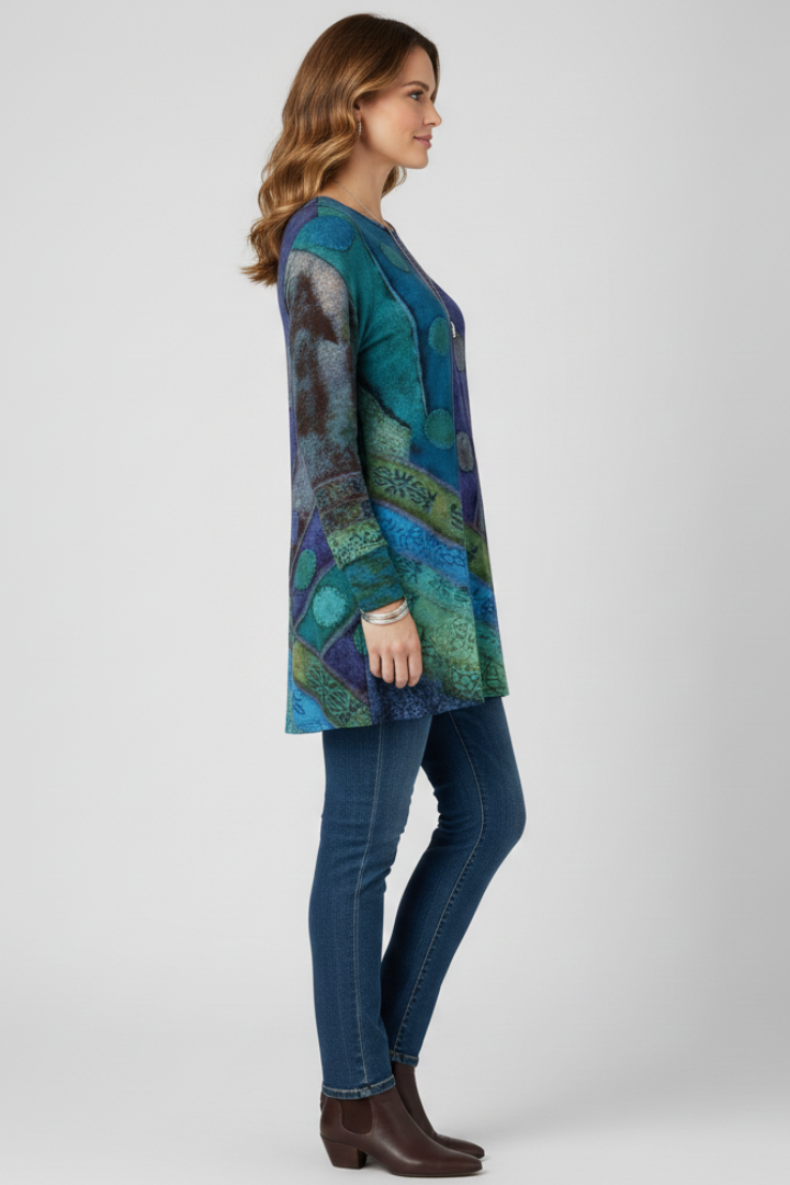 Isla | Patchwork Tunic Top with Ribbed Cuffs