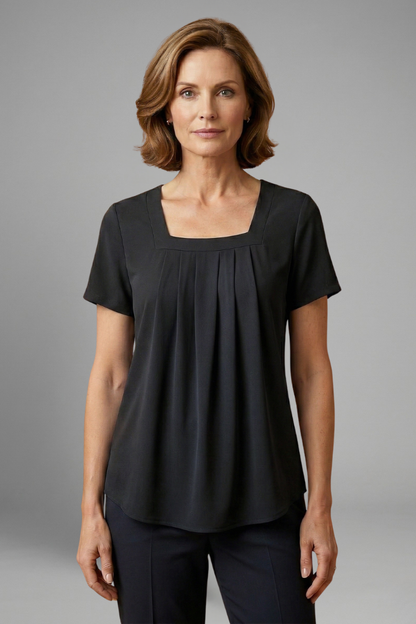 Lena | Pleated Square Neck Tunic Top