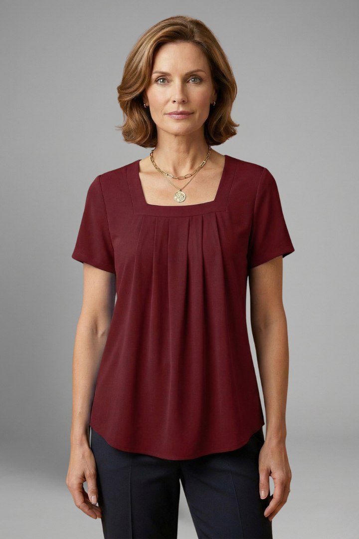 Lena | Pleated Square Neck Tunic Top