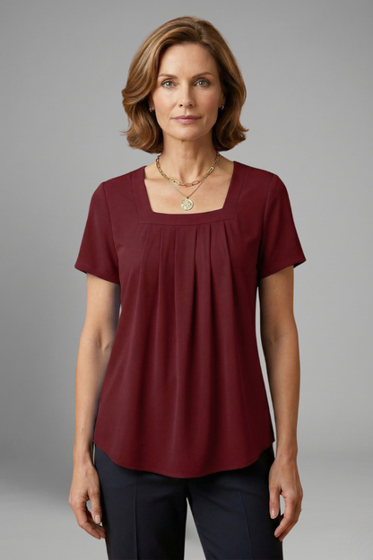 Lena | Pleated Square Neck Tunic Top