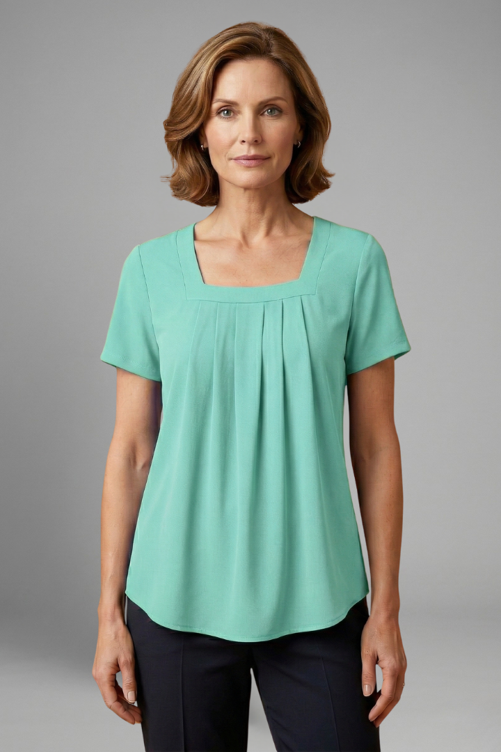 Lena | Pleated Square Neck Tunic Top