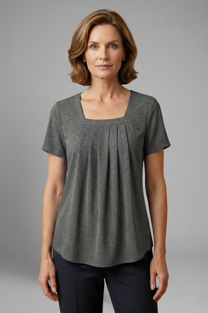Lena | Pleated Square Neck Tunic Top