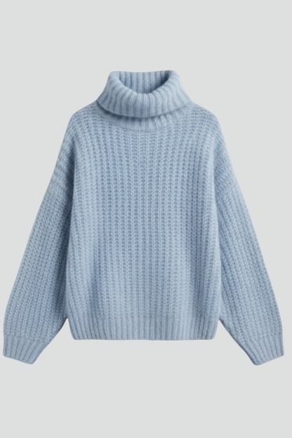 Lena | Ribbed Knit Turtleneck Jumper with Wide Sleeves