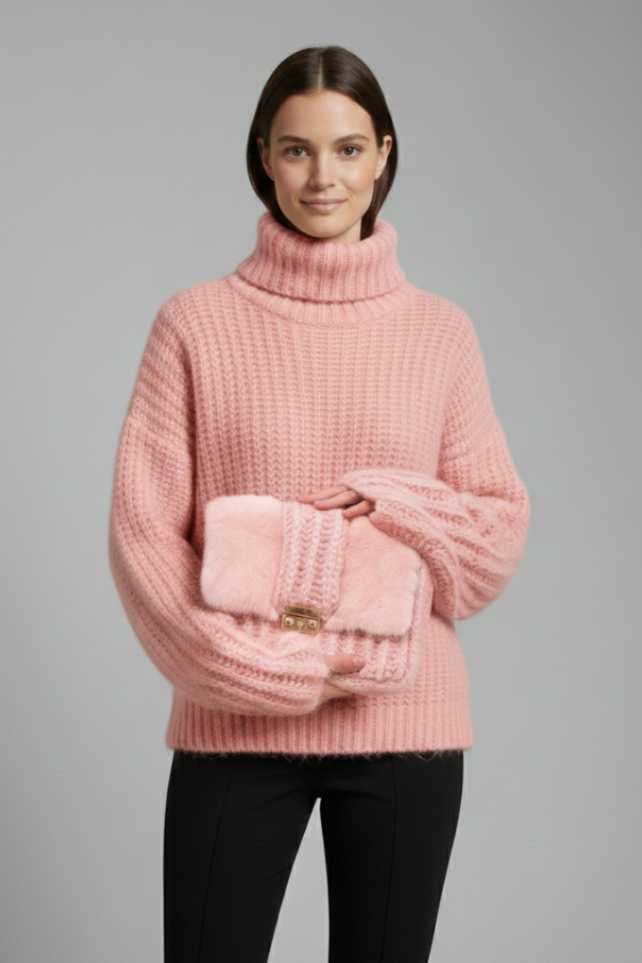 Lena | Ribbed Knit Turtleneck Jumper with Wide Sleeves