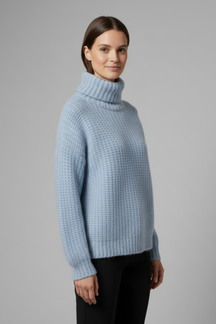 Lena | Ribbed Knit Turtleneck Jumper with Wide Sleeves