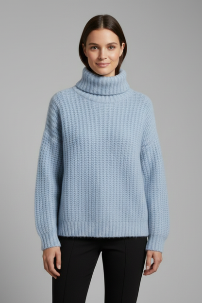 Lena | Ribbed Knit Turtleneck Jumper with Wide Sleeves