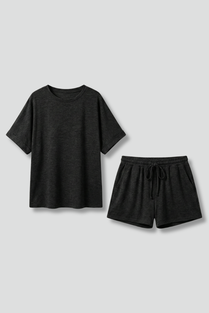 Lila | Chic Batwing Top & Drawstring Shorts Set