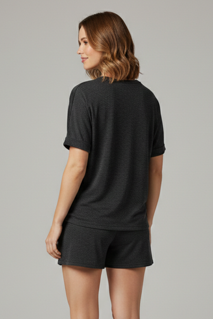 Lila | Chic Batwing Top & Drawstring Shorts Set