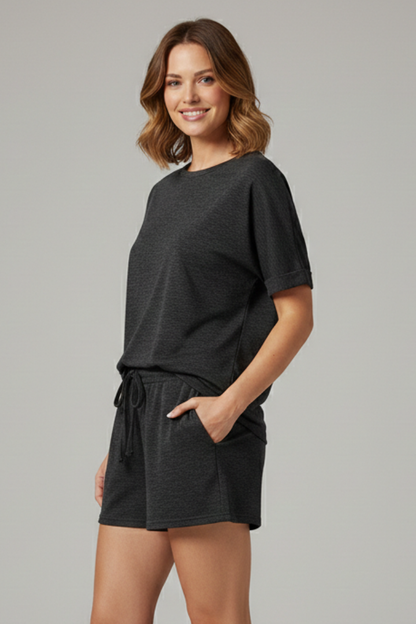Lila | Chic Batwing Top & Drawstring Shorts Set