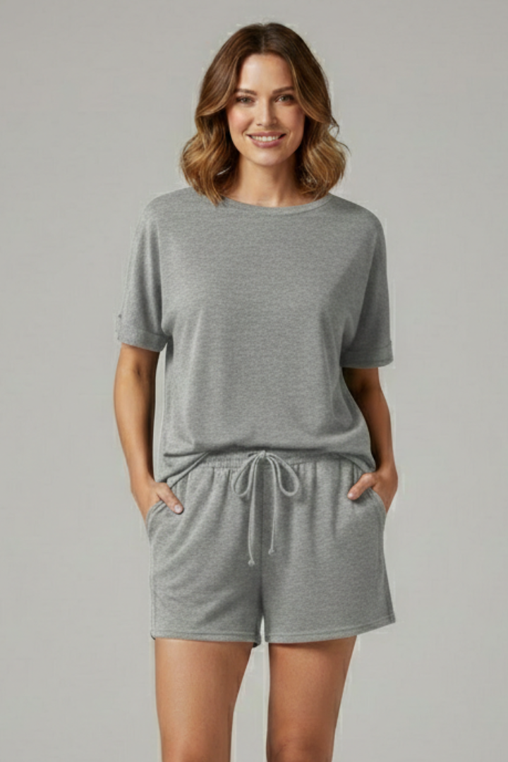 Lila | Chic Batwing Top & Drawstring Shorts Set
