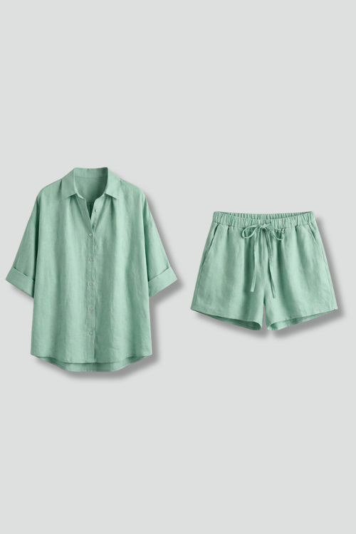 Lila | Chic Two-Piece Set with Button Fastening and Drawstring Shorts