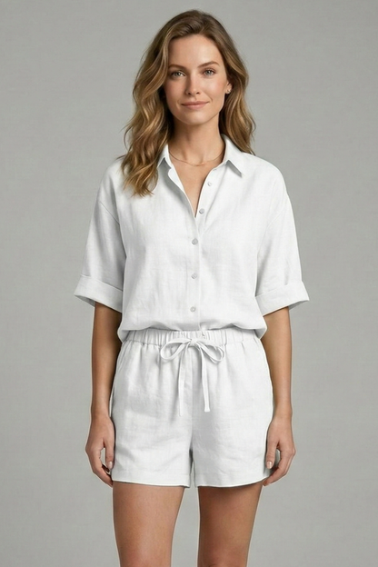 Lila | Chic Two-Piece Set with Button Fastening and Drawstring Shorts