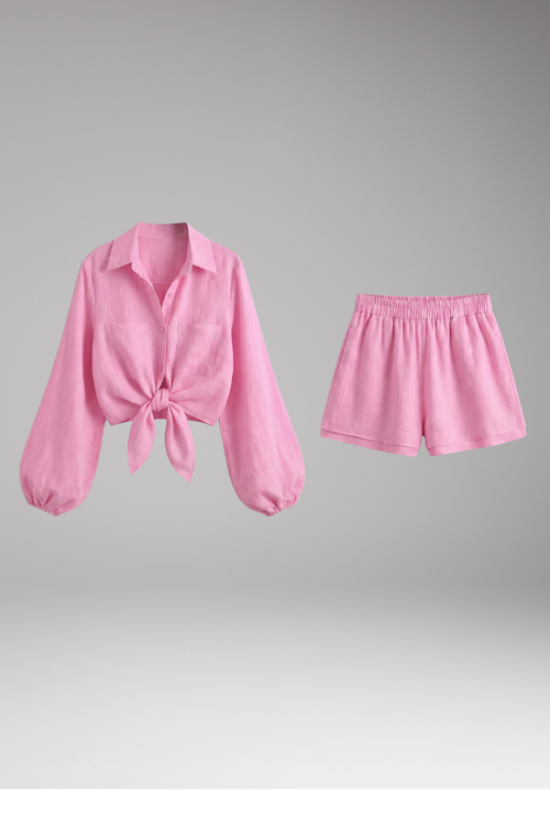 Lena | Chic Button-Up Shirt and Shorts Set