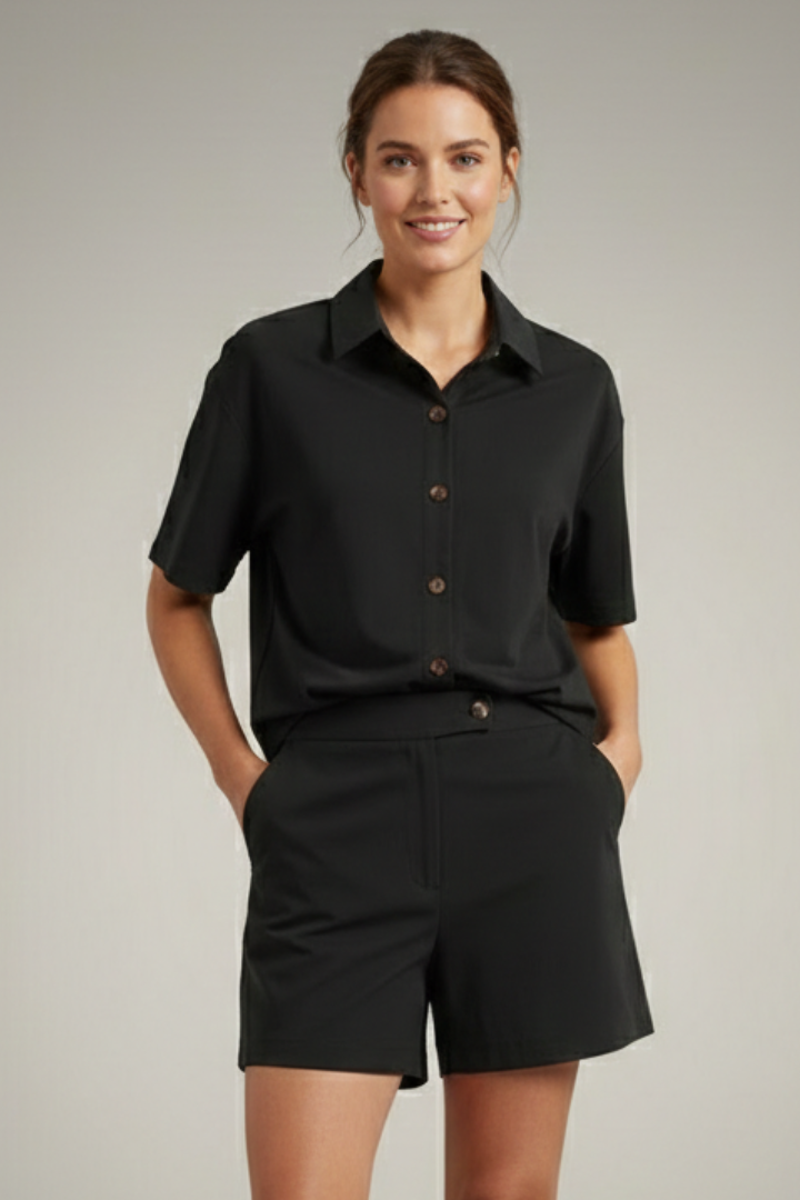 Lena | Chic Button-Up Shirt and Shorts Set