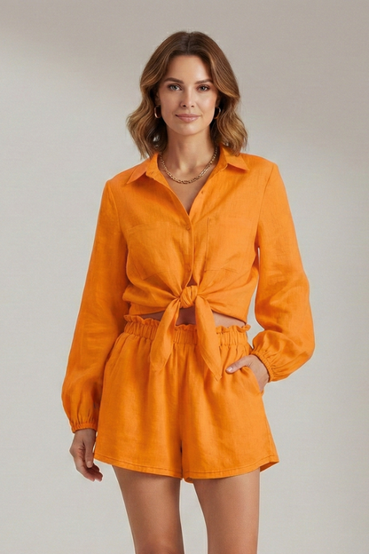 Lena | Chic Button-Up Shirt and Shorts Set
