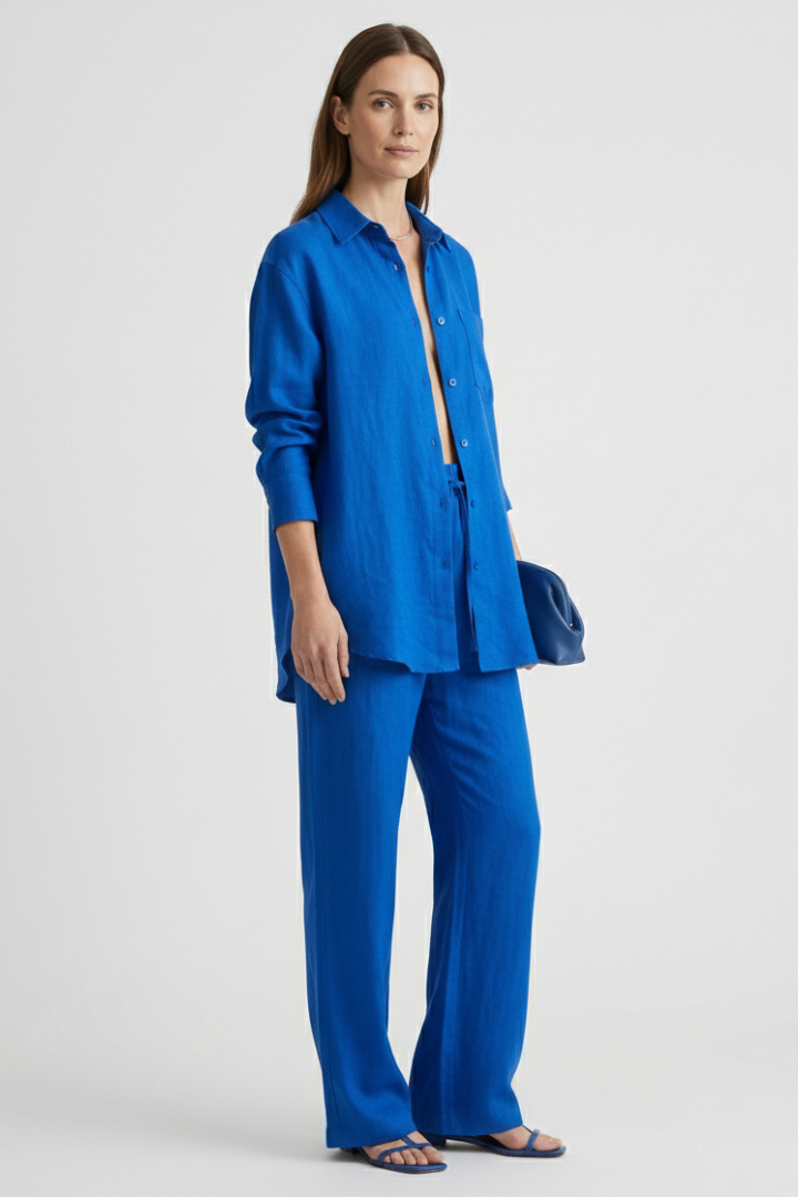 Lila | Tailored Button Shirt & Straight Trousers Set