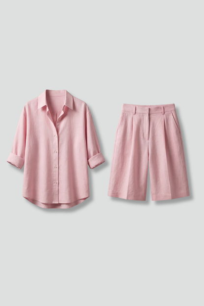 Isla | Chic Button-Up Shirt and Wide Shorts Set