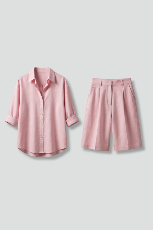 Isla | Chic Button-Up Shirt and Wide Shorts Set