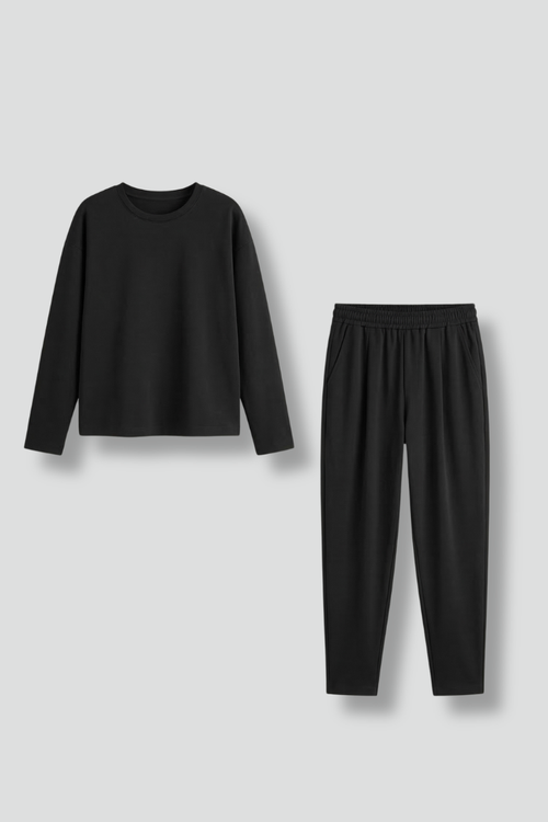 Lena | Chic Crew Neck Top and Tapered Trousers Set