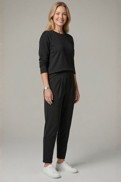 Lena | Chic Crew Neck Top and Tapered Trousers Set
