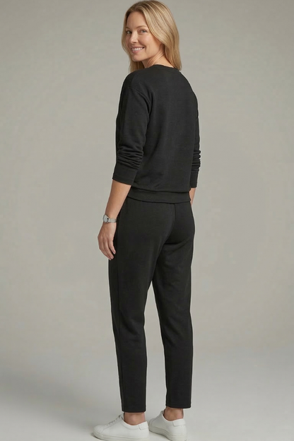 Lena | Chic Crew Neck Top and Tapered Trousers Set